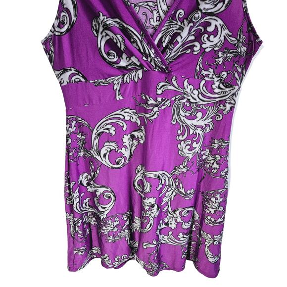 Gilligan & OMalley Women's S Crossover Front Sleepwear Tank Dress Purple Floral - Picture 3 of 6